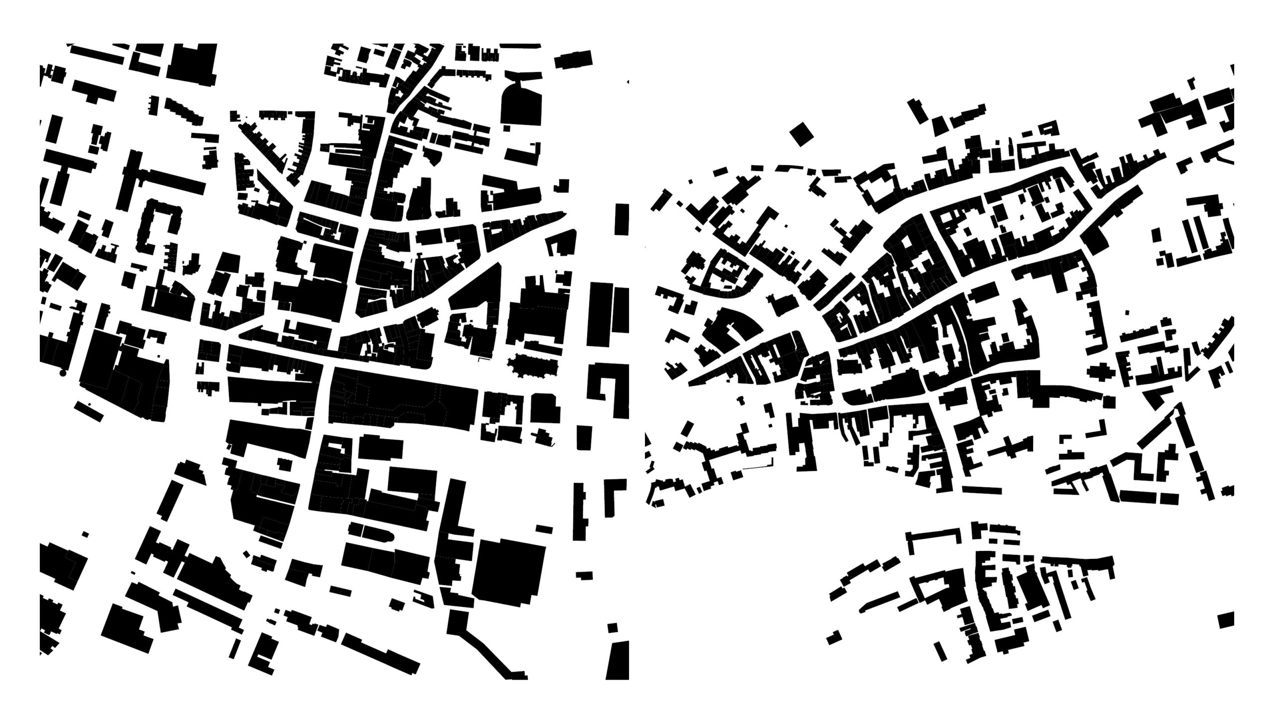 Typical street patterns in Lincoln and Stamford. Examples of the 'Heritage' Area Type. Scale 1:500