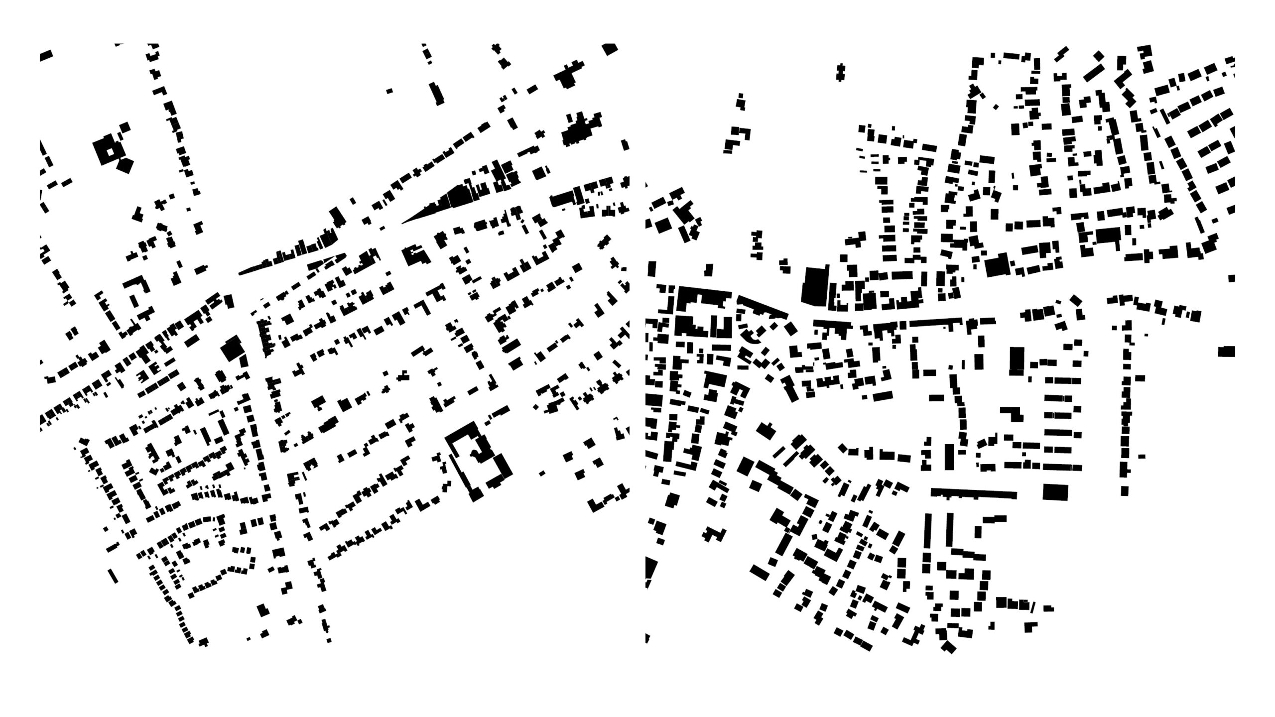Typical street patterns in Woodhall Spa and Holbeach. Examples of the 'Suburban' Area Type. Scale 1:500