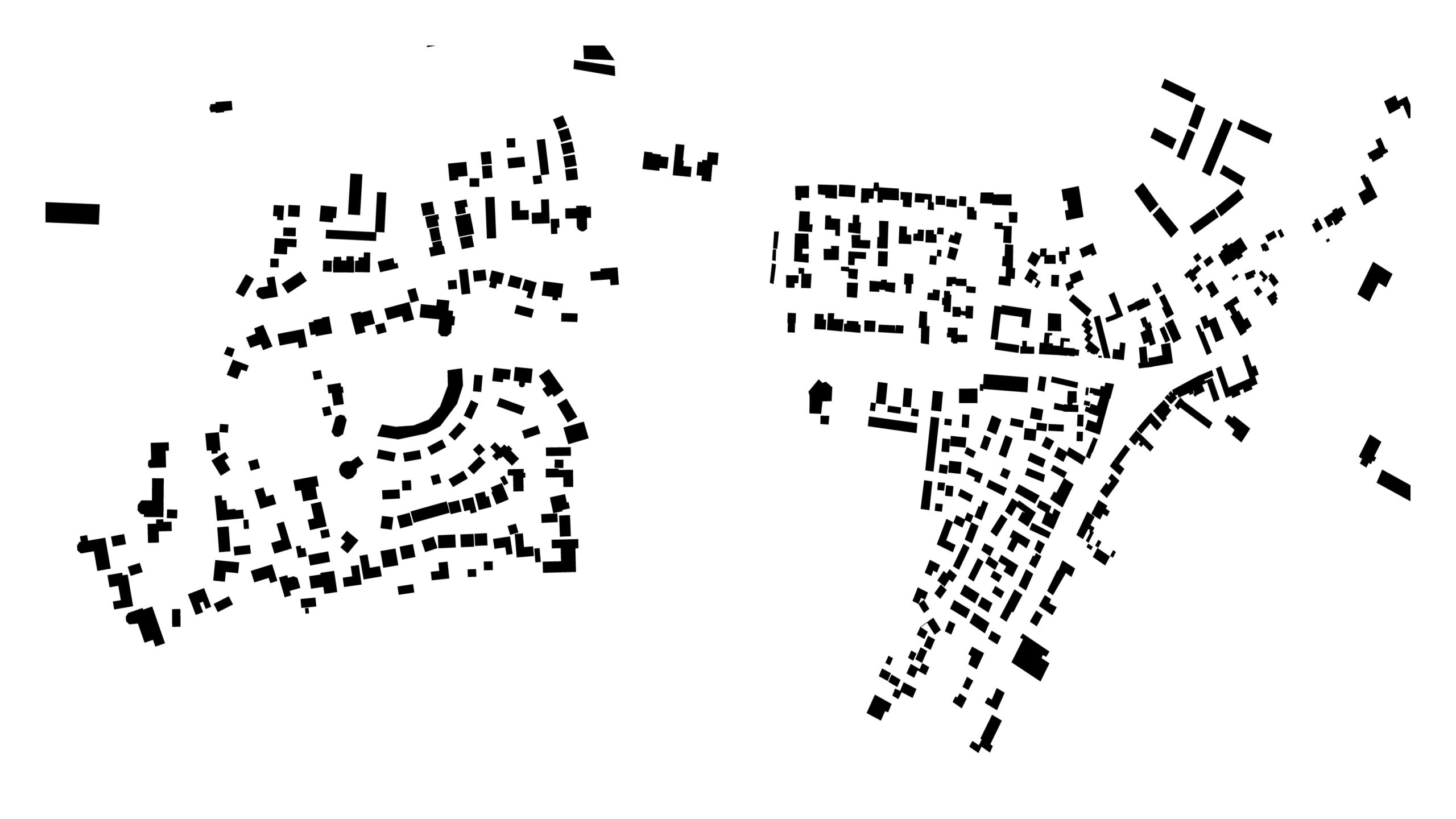 Typical street patterns in Harmston and Harmston and Wragby. Examples of the 'Village' Area Type. Scale 1:500