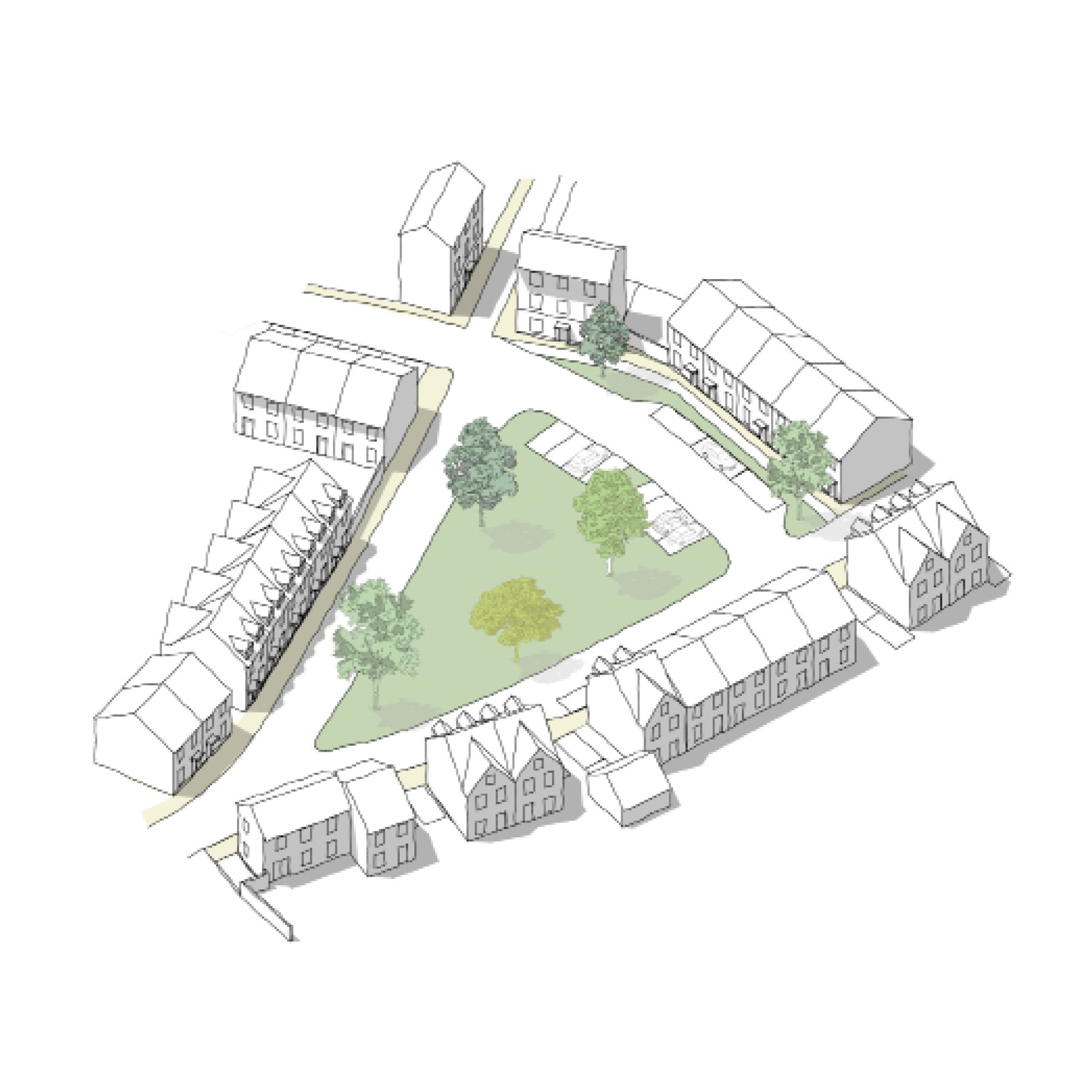 Example of a small village style green in a small development