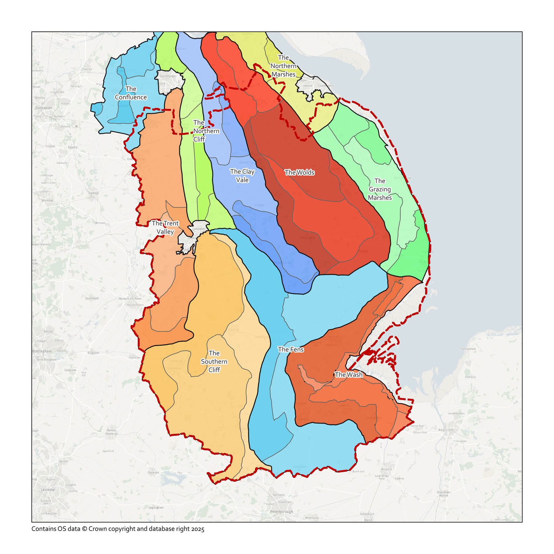 Map of Lincolnshire Regional Character Areas