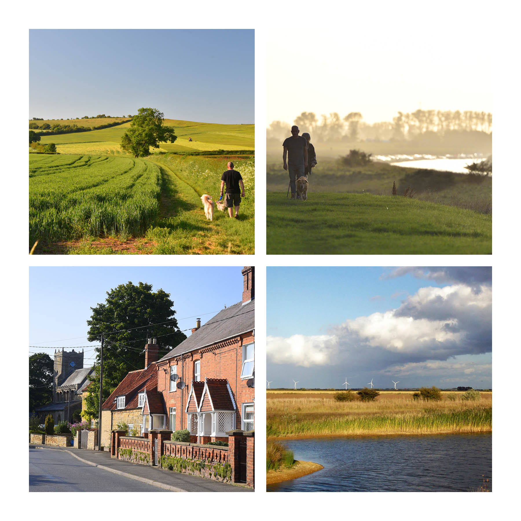 Images of Lincolnshire Regional Character Areas: The Wolds, The Wash, The Southern Cliffe, and The Fens (Rex Needle CC BY-SA 2.0)