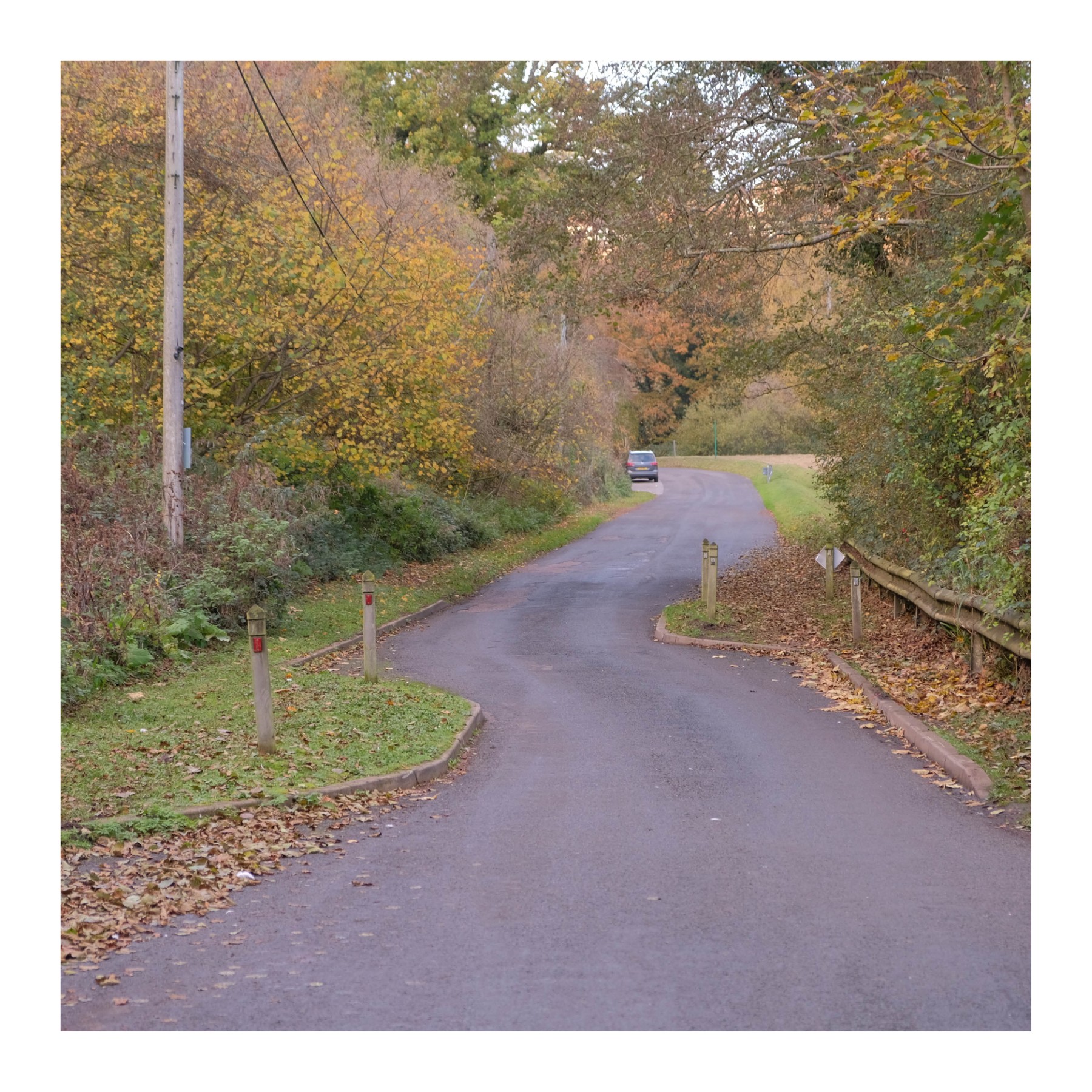 Buildouts on a rural lane in Kent