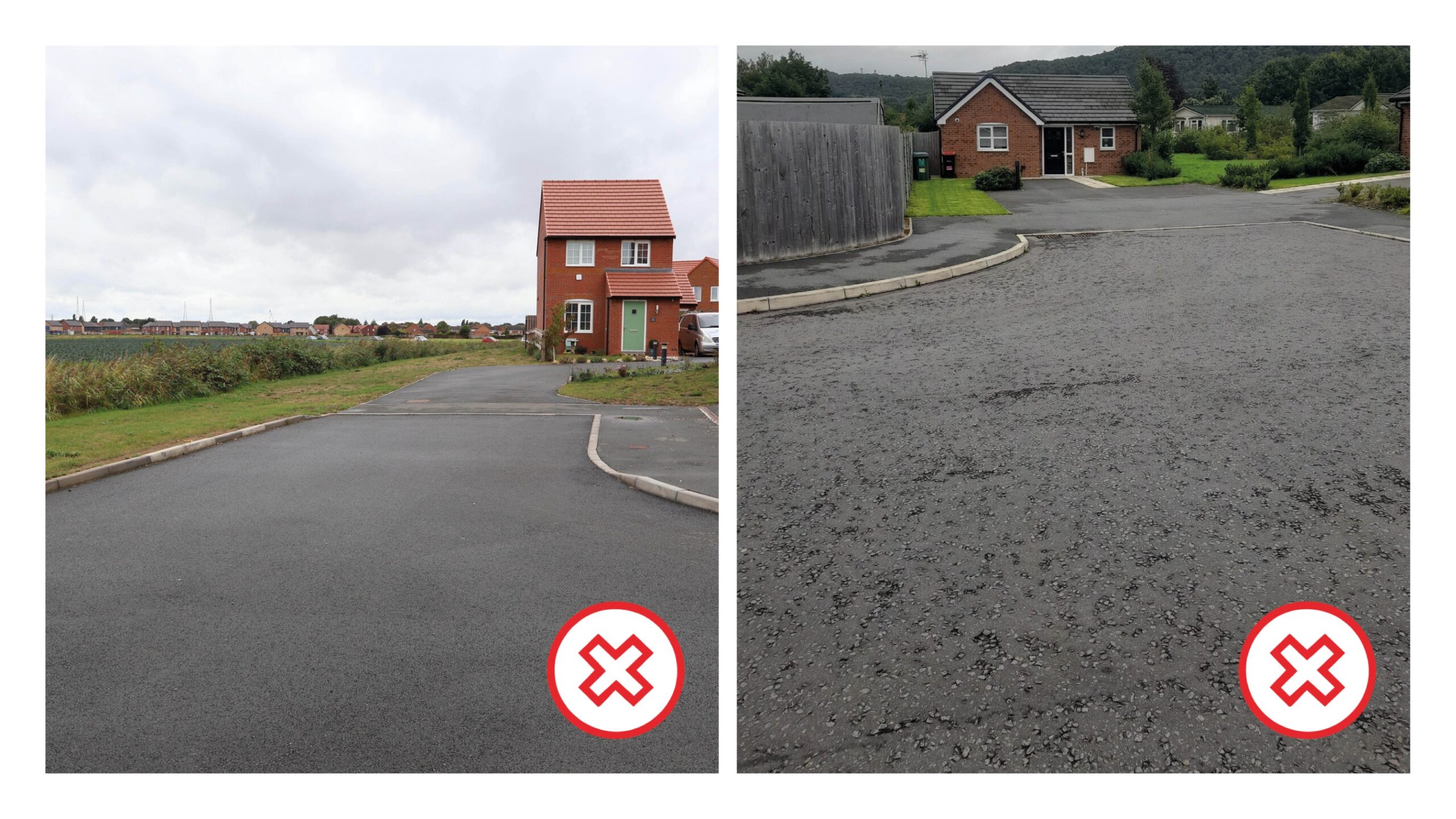 Examples of conventional turning heads with excessive tarmac paving and little placemaking.