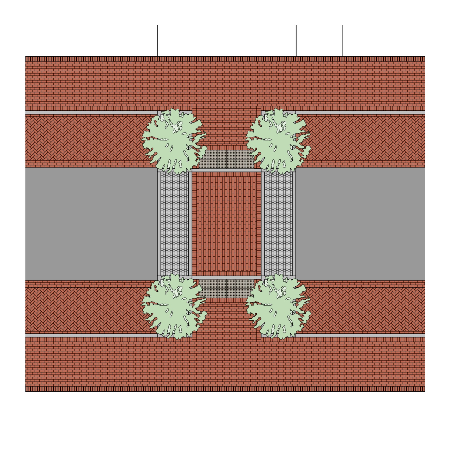 Diagram of typical raised table crossing mid link.