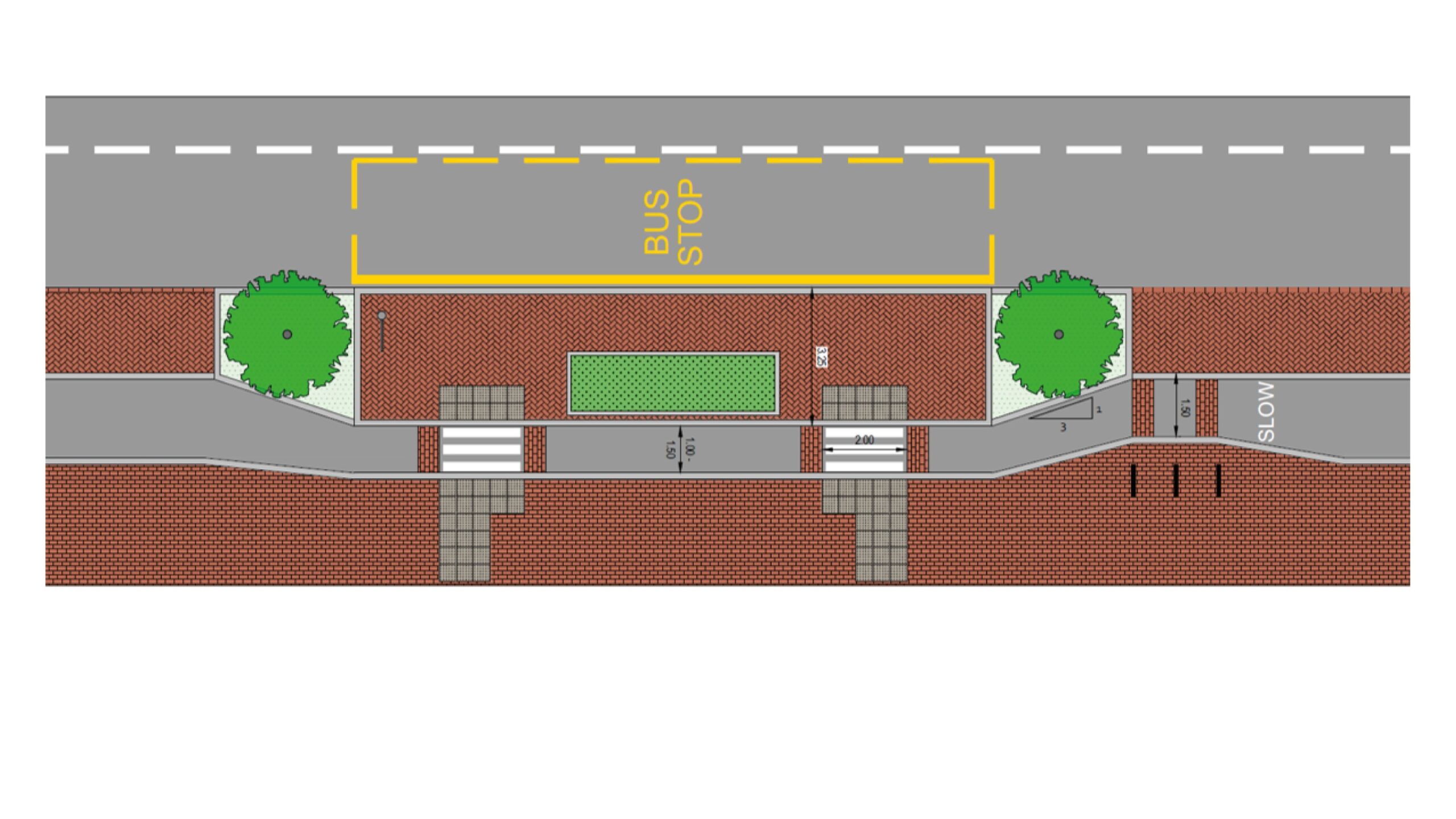 Diagram of a bus stop bypass.