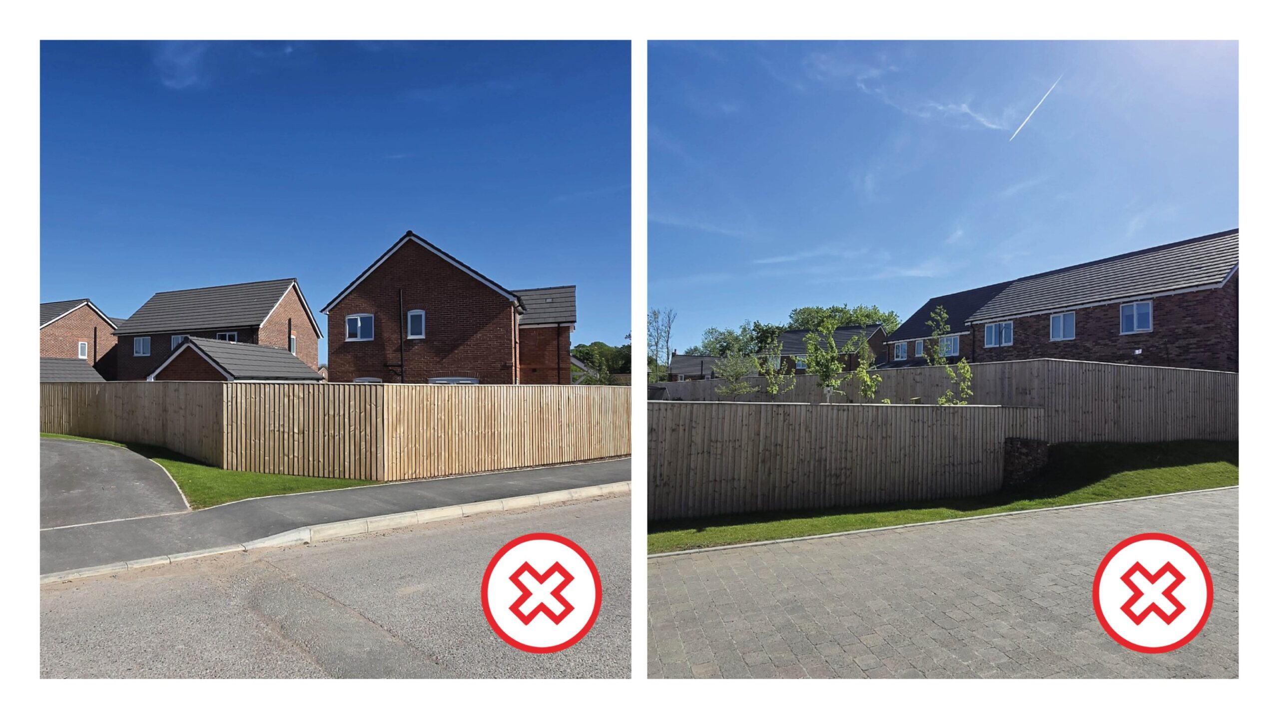 Examples of timber close board fencing used as a boundary treatment.