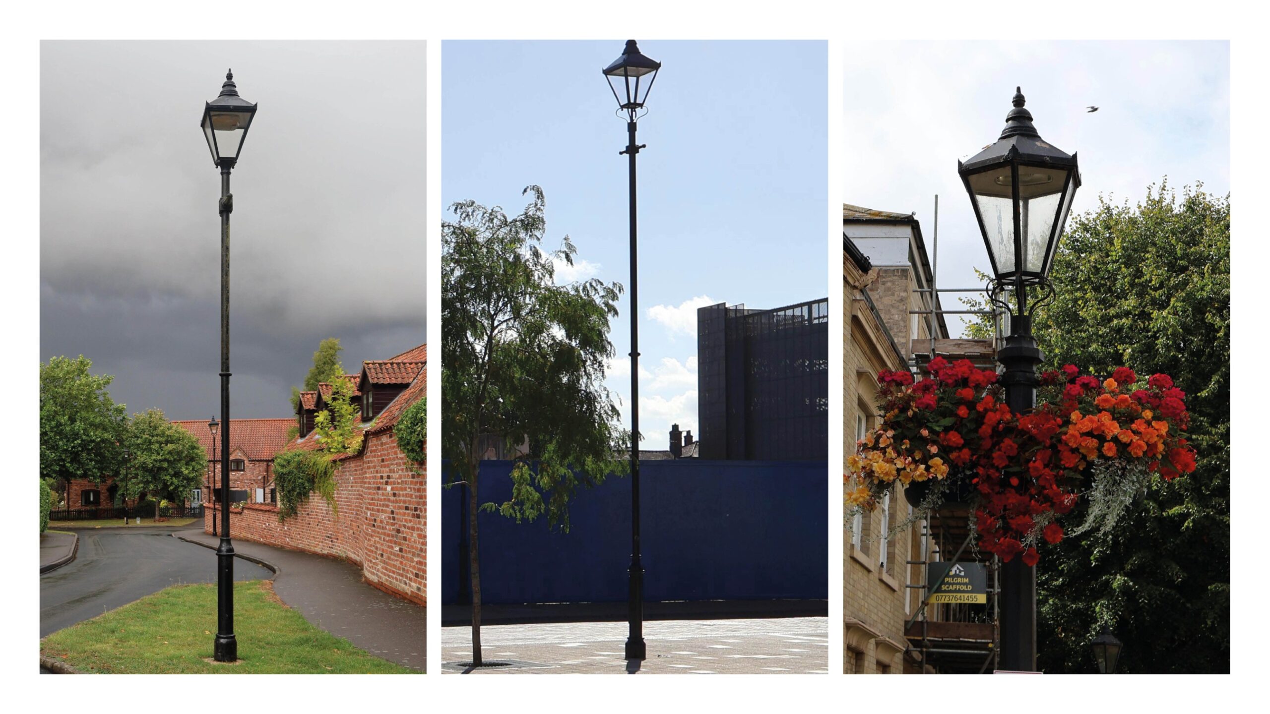 Examples of heritage style street lights in Lincolnshire