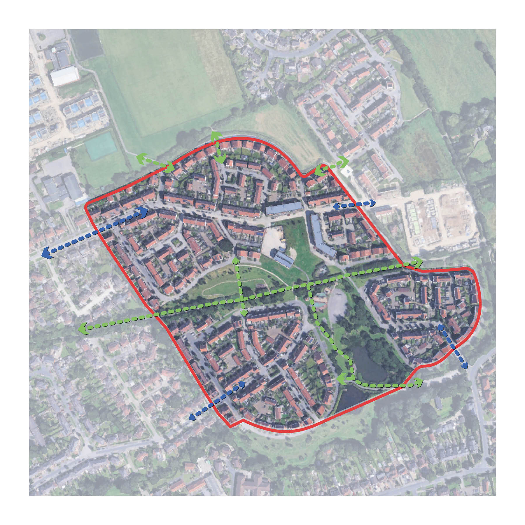 Derwenthorpe, York is an example of a site that integrates well with it's surroundings.