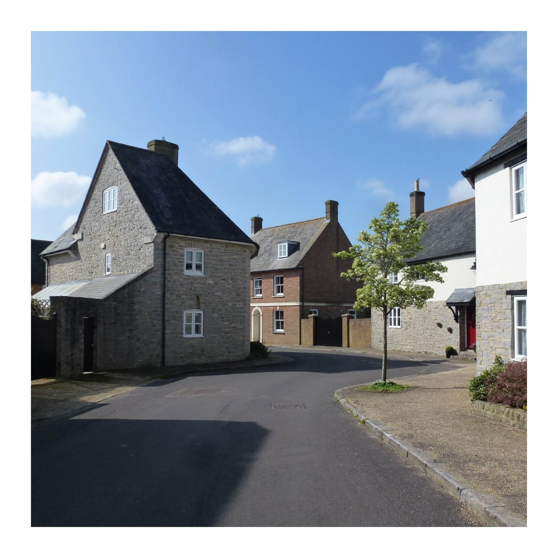 Occasional curves that disrupt sight lines help slow traffic in Poundbury, Dorset (Andy Cameron)