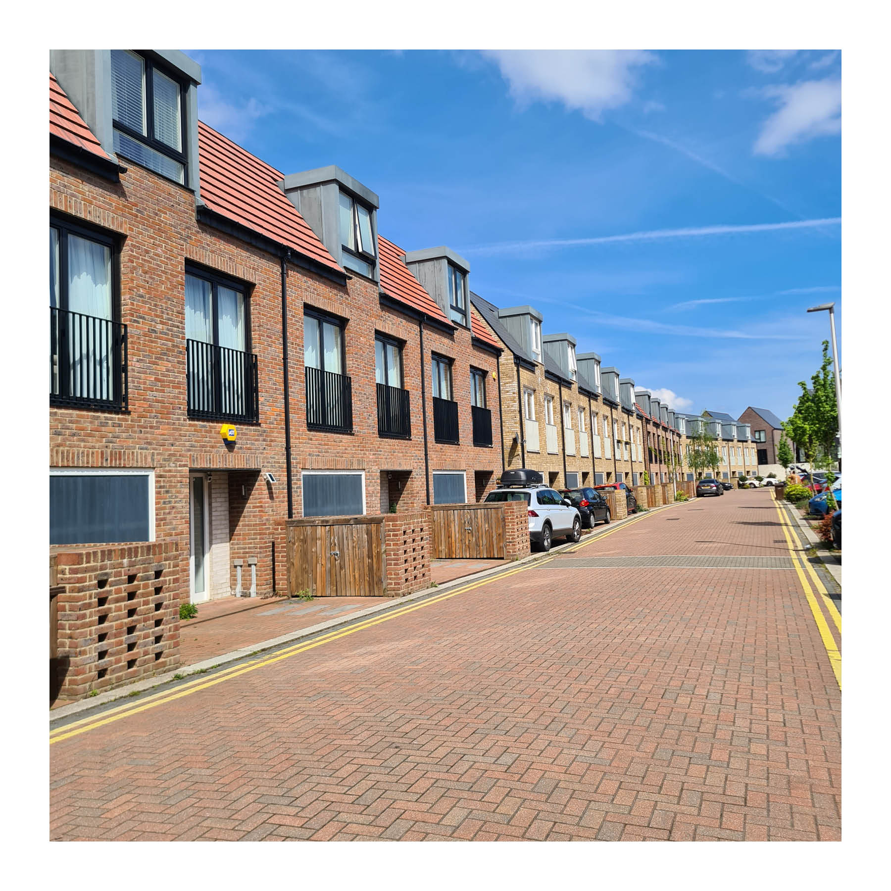 Well-designed bin storage and the front of homes. Rochester, Kent