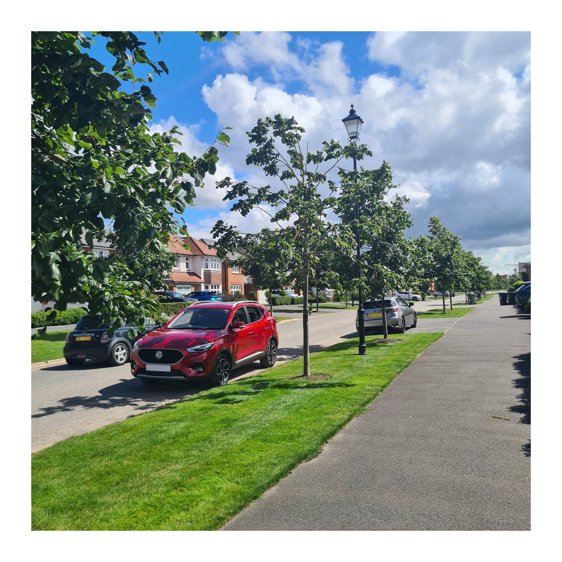A suburban avenue in Ledsham Garden Village, Cheshire.