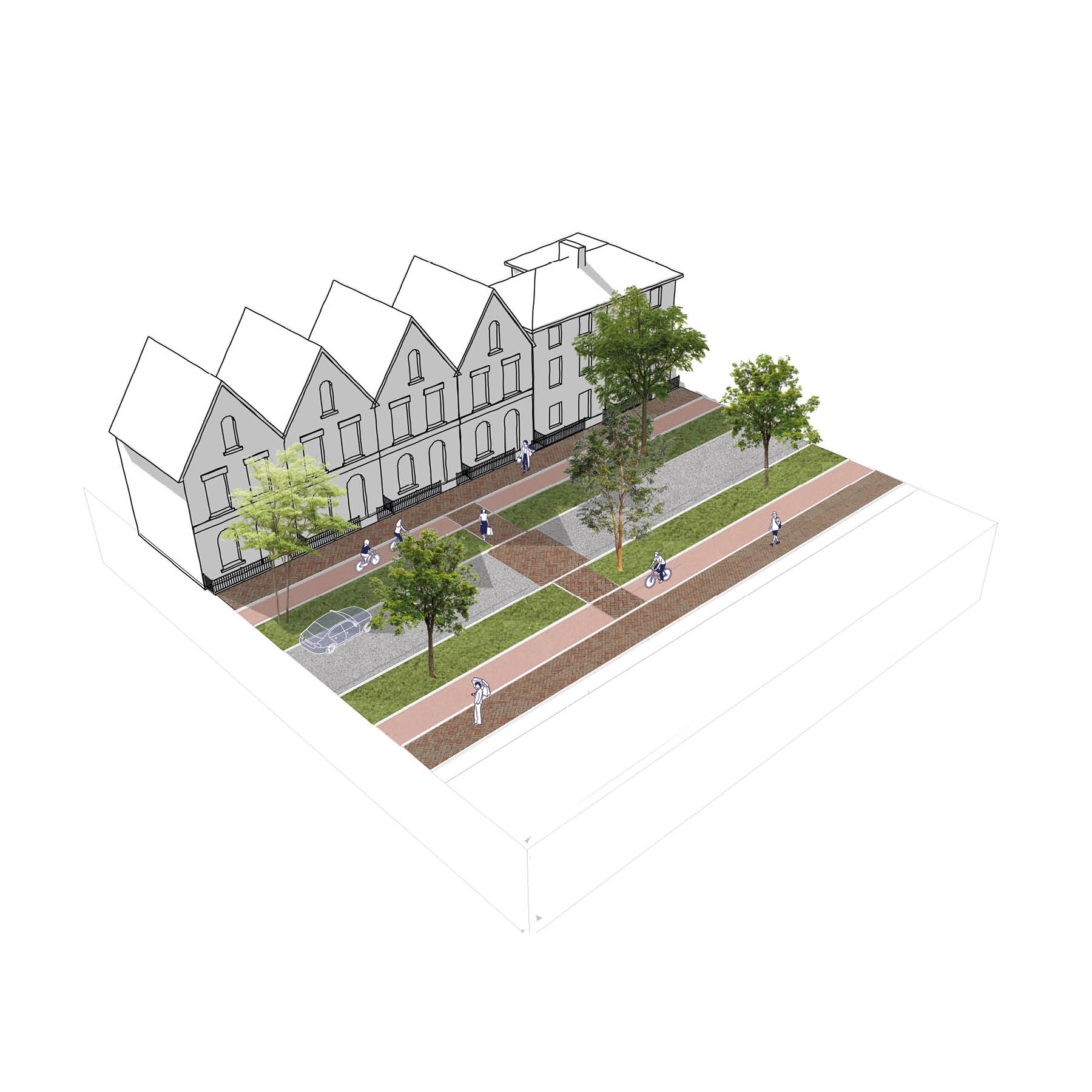 Principal Street - With swales both sides (visualisation)