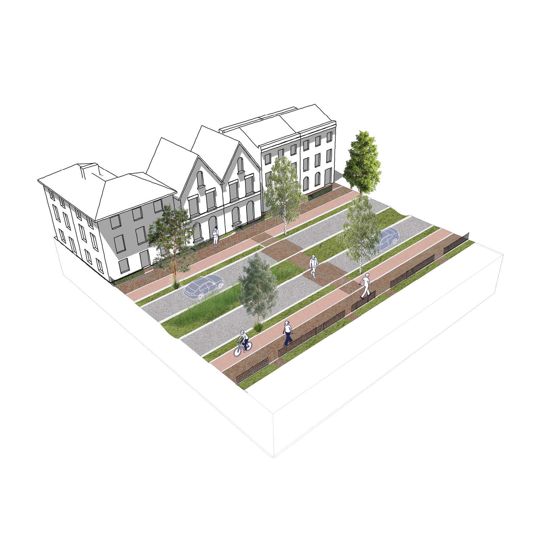 Principal Street - With central swale (visualisation)