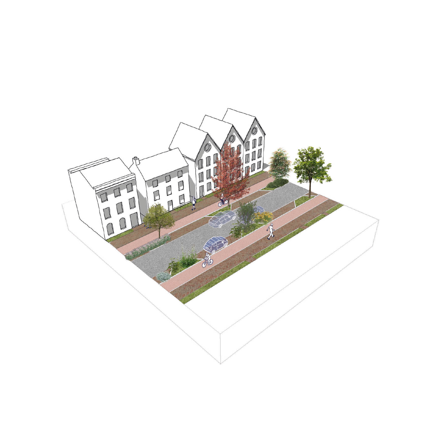 Principal Street - With parking both sides (visualisation)