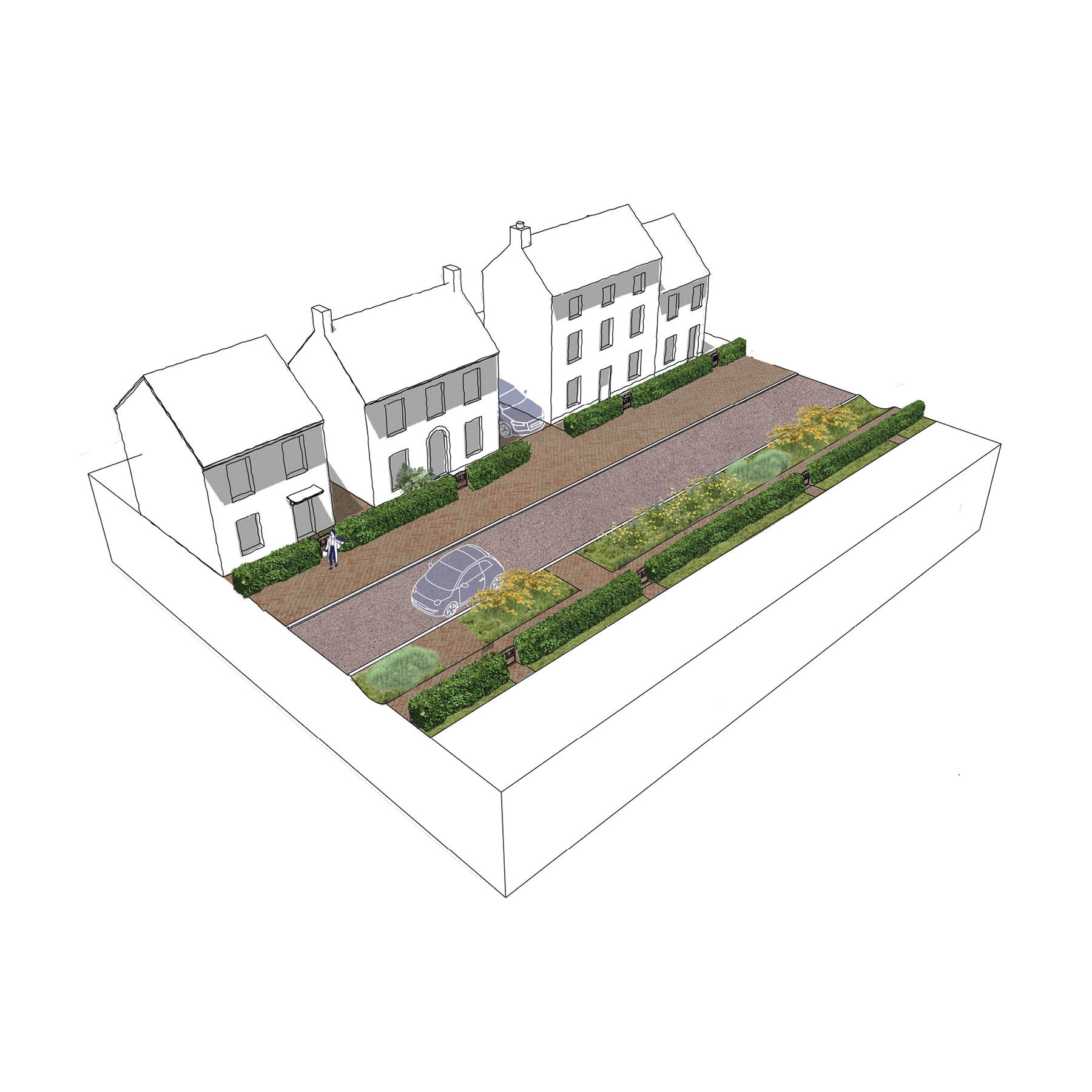 Residential Street - With swale (visualisation)