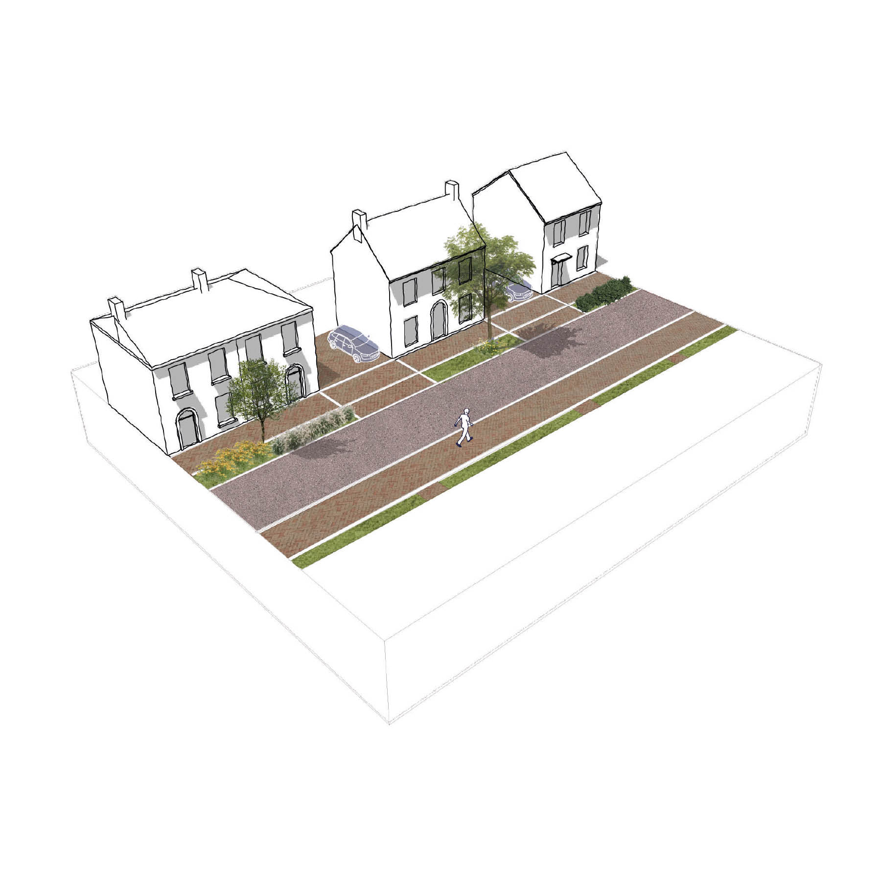 Residential Street - With on-street parking (visualisation)