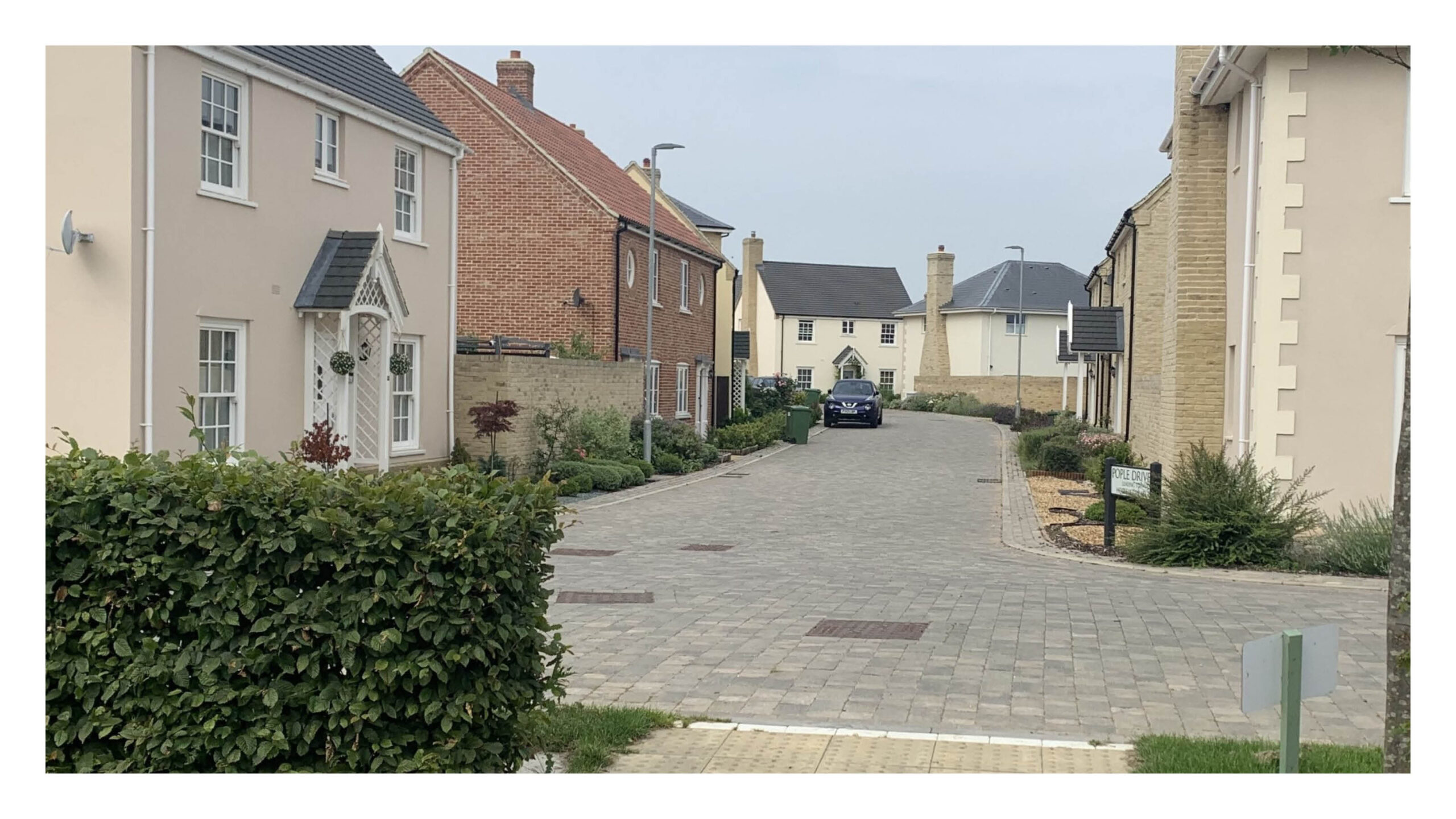 Shared Surface street in Alconbury Weald, Cambridgeshire