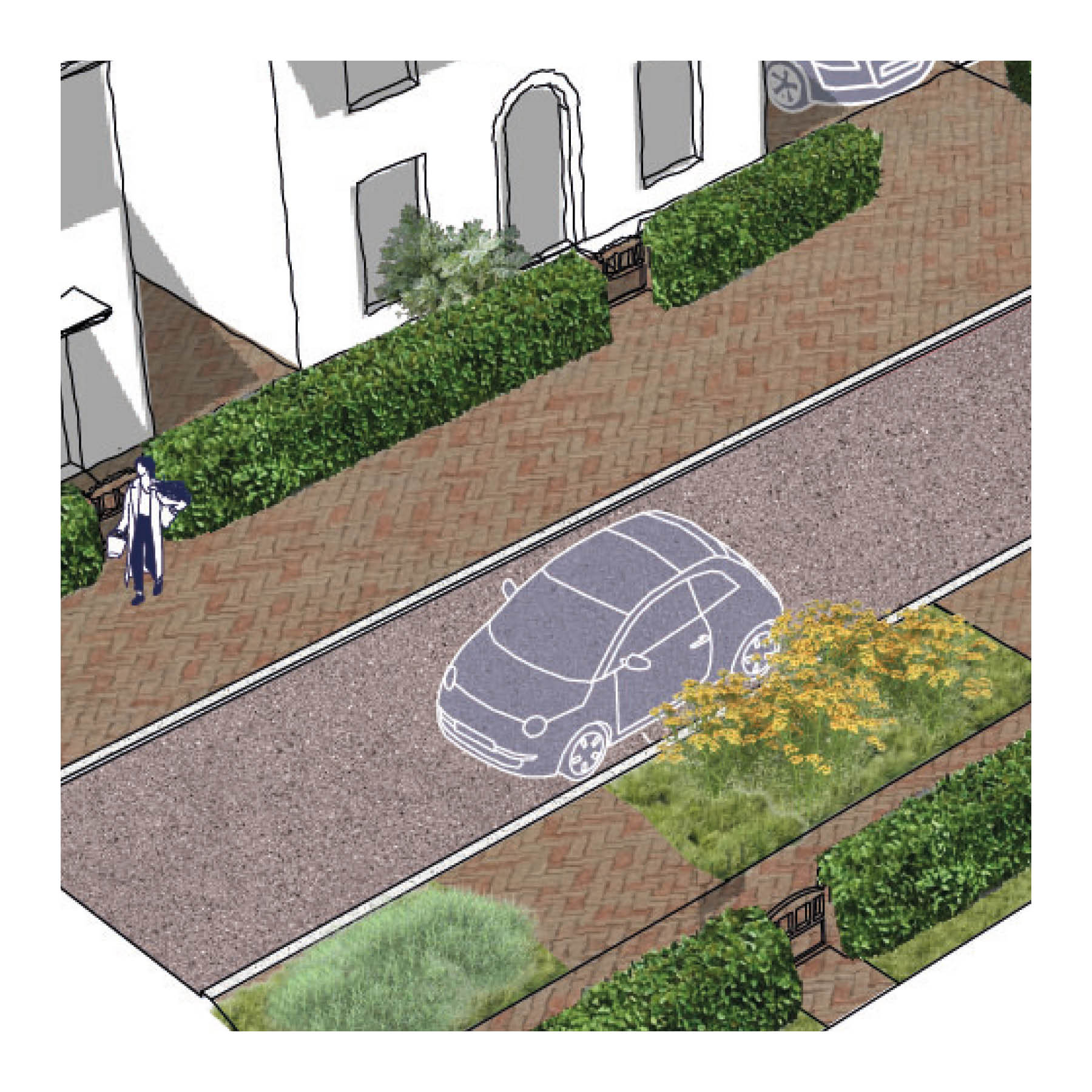 Example of swale integrated into a Residential Street (Type 2)