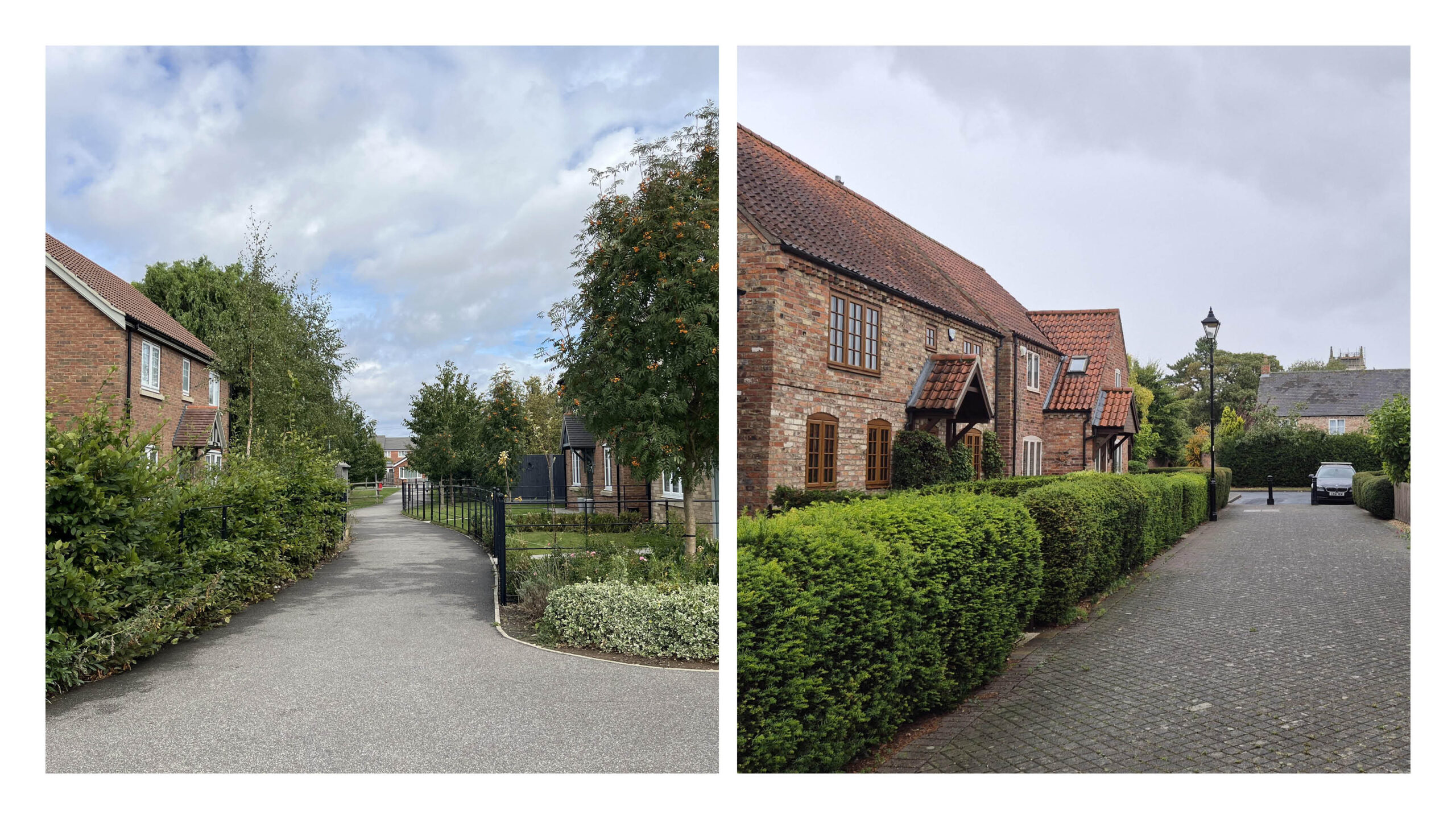 Hedges used as effective boundary treatment. Wallace Way, Boston and Harmston.