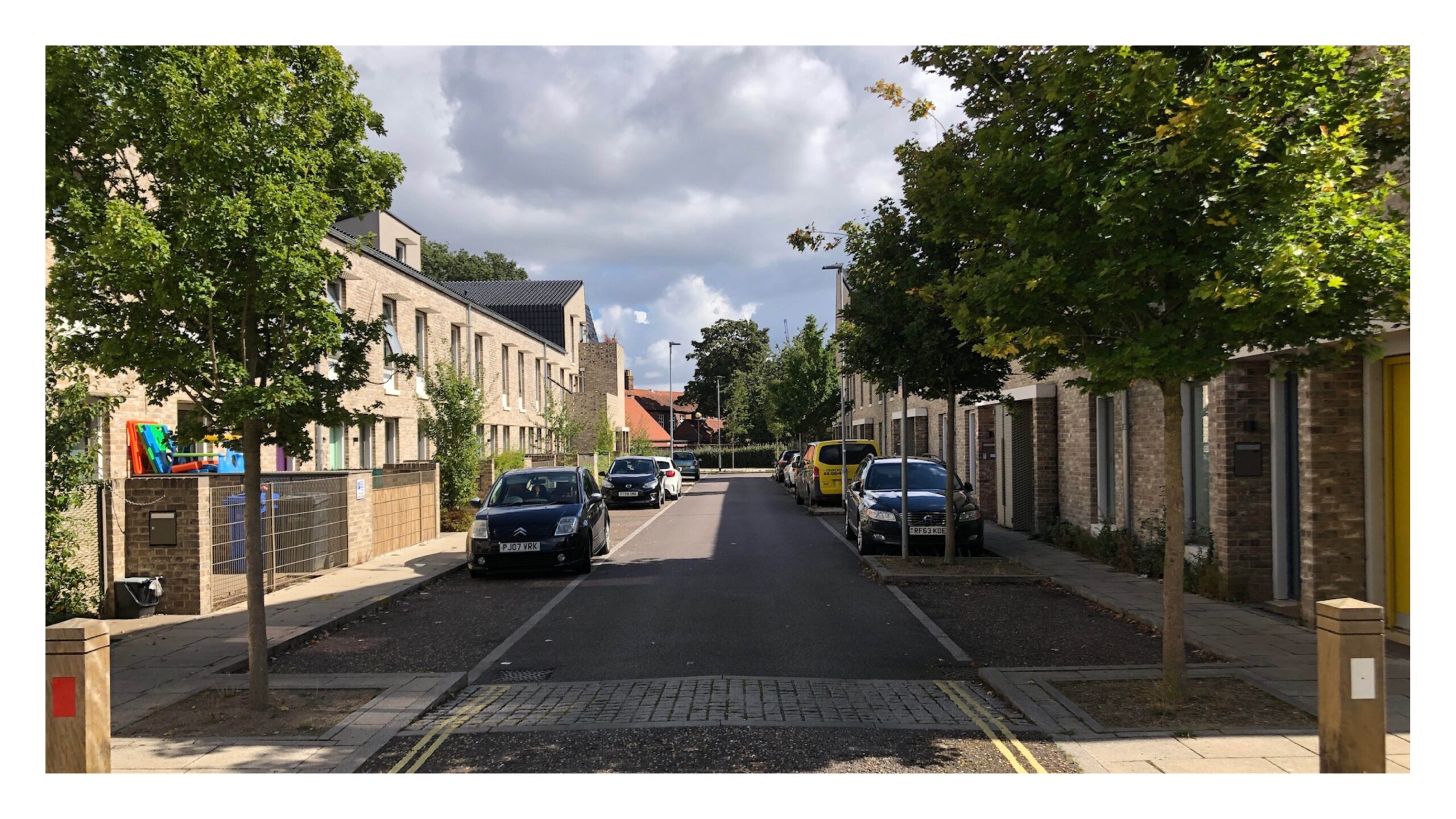 Example of on-street parking. Goldsmith Street, Norwich.
