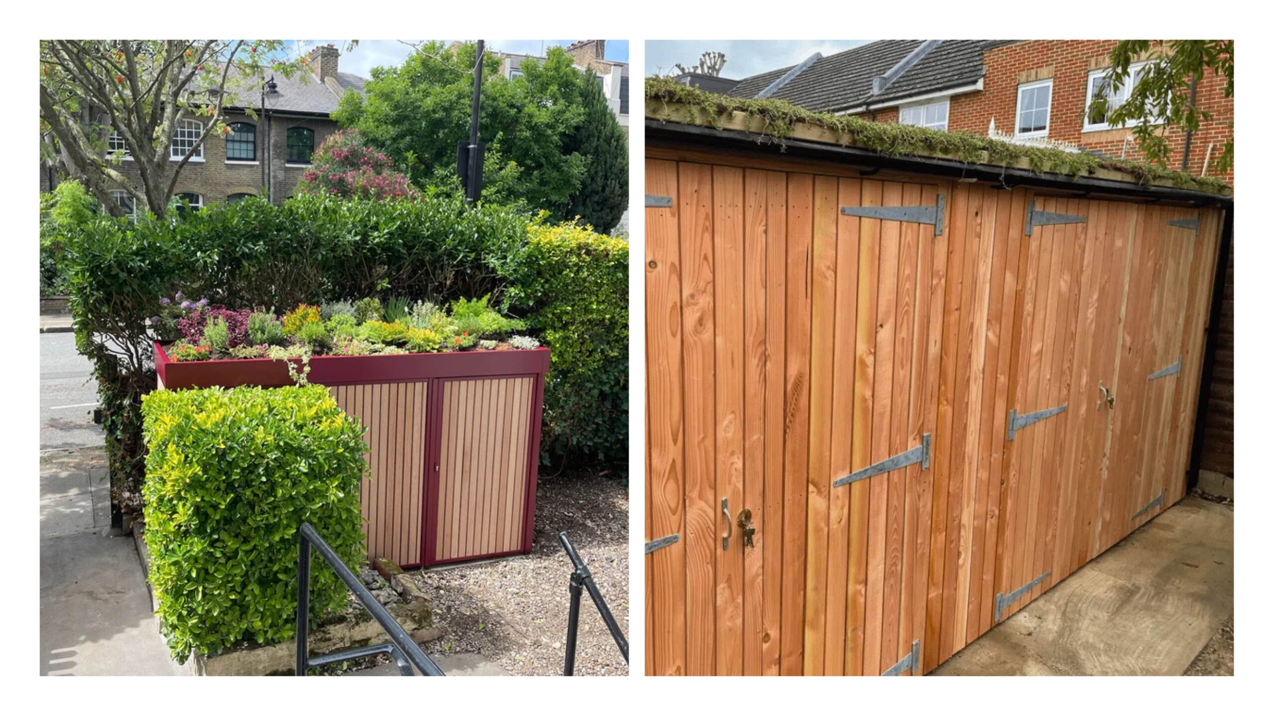 Examples of on-plot storage. (Atlantic Bikes and Brighton Bike Shed)
