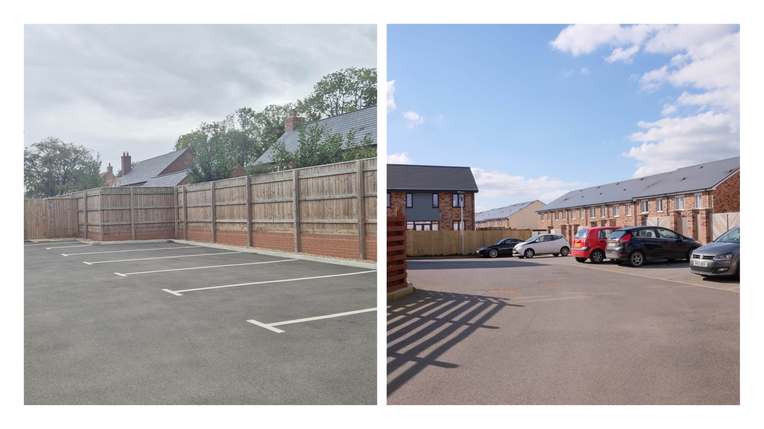 Poor examples of rear court parking with a lack of overlooking or greenery.