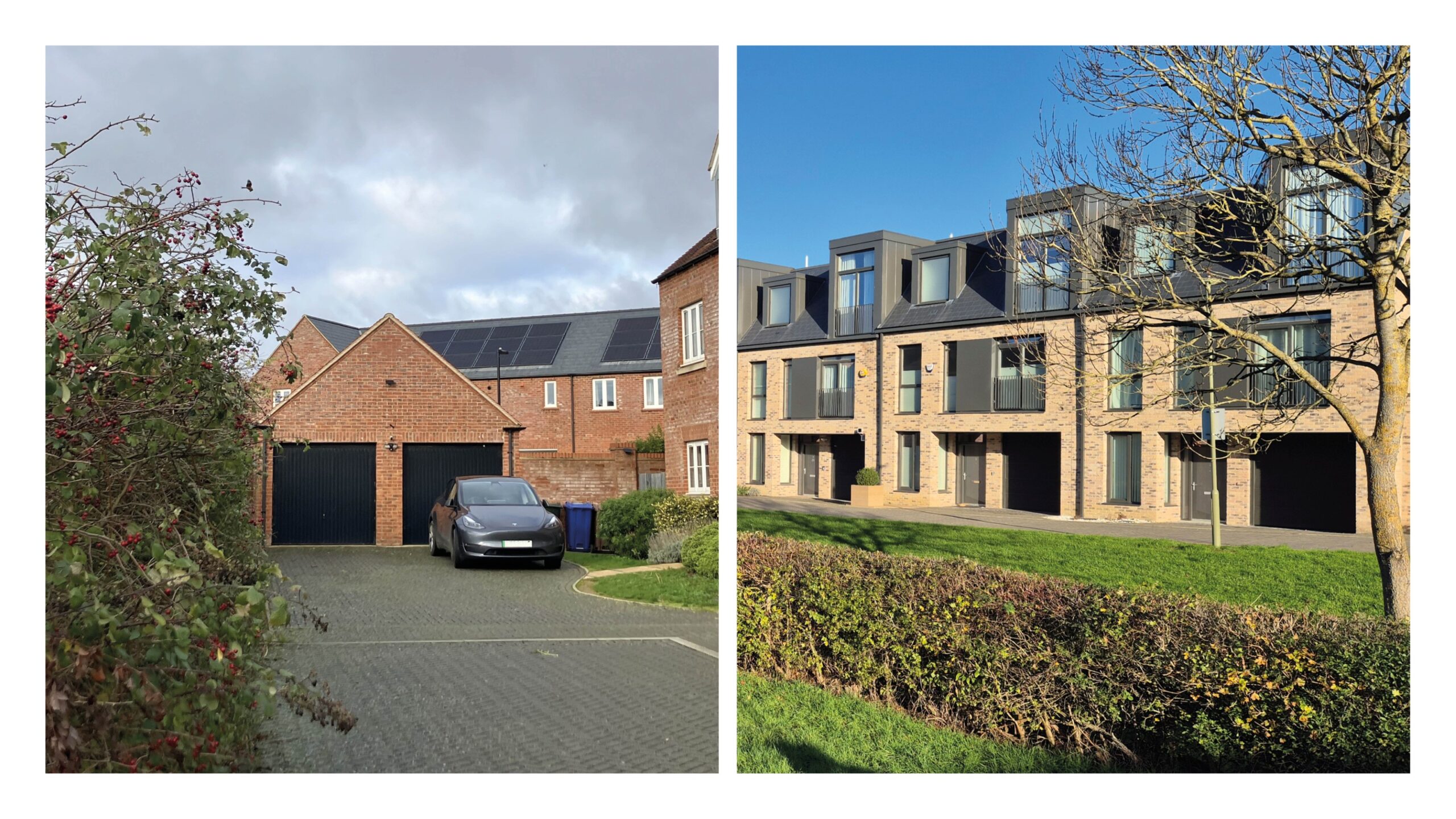 Example of a detached garage in Kingsmead Oxfordshire, and well-integrated garages in Barton Park, Oxford