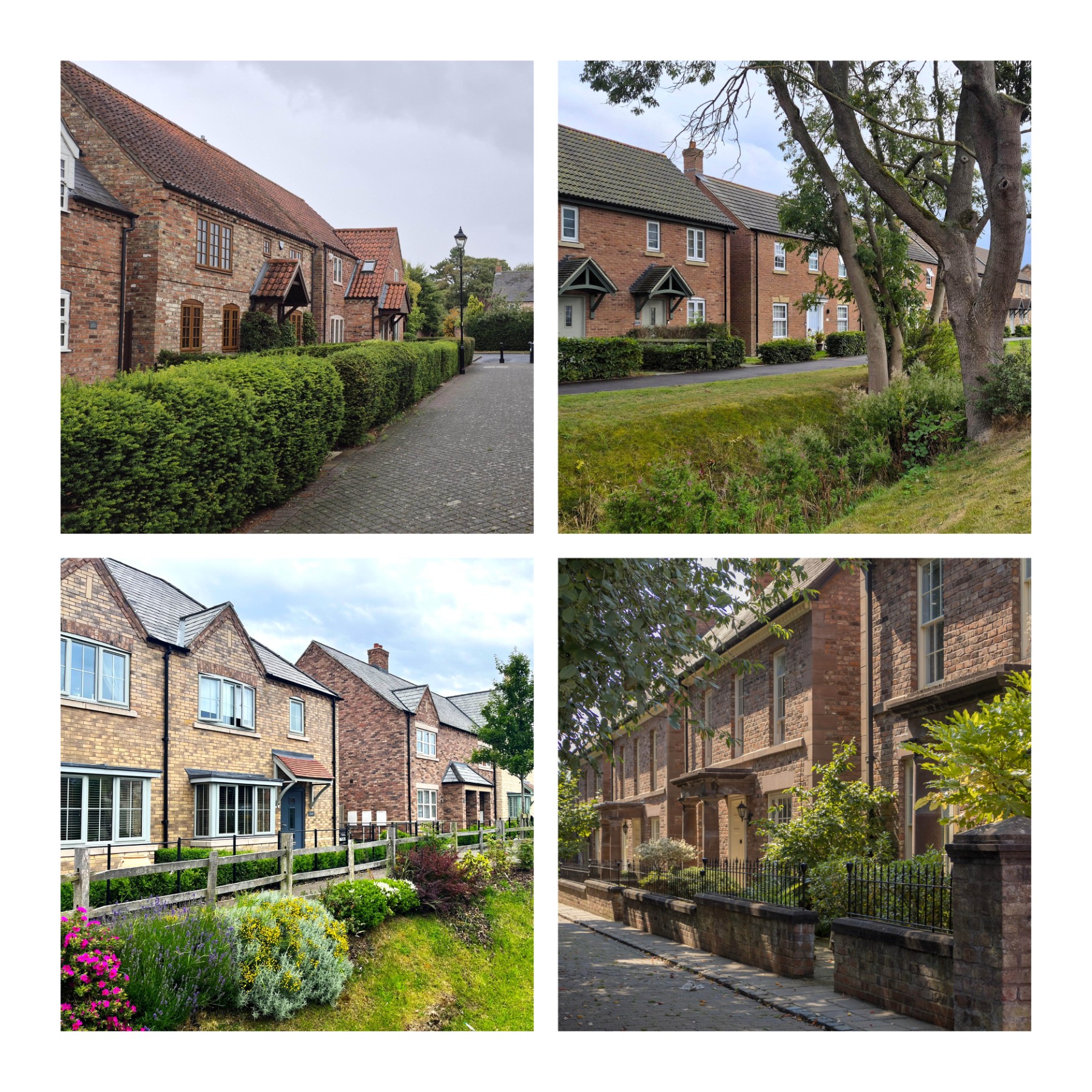 Example of where sensible parking design has resulted in better streets and character (Harmston, Alford, Tarporley, Nettleham)